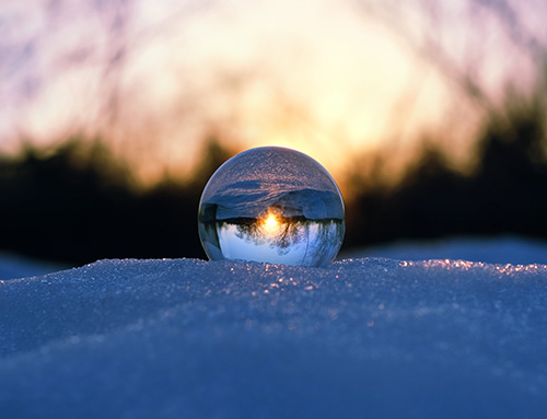 Crystal ball on snow